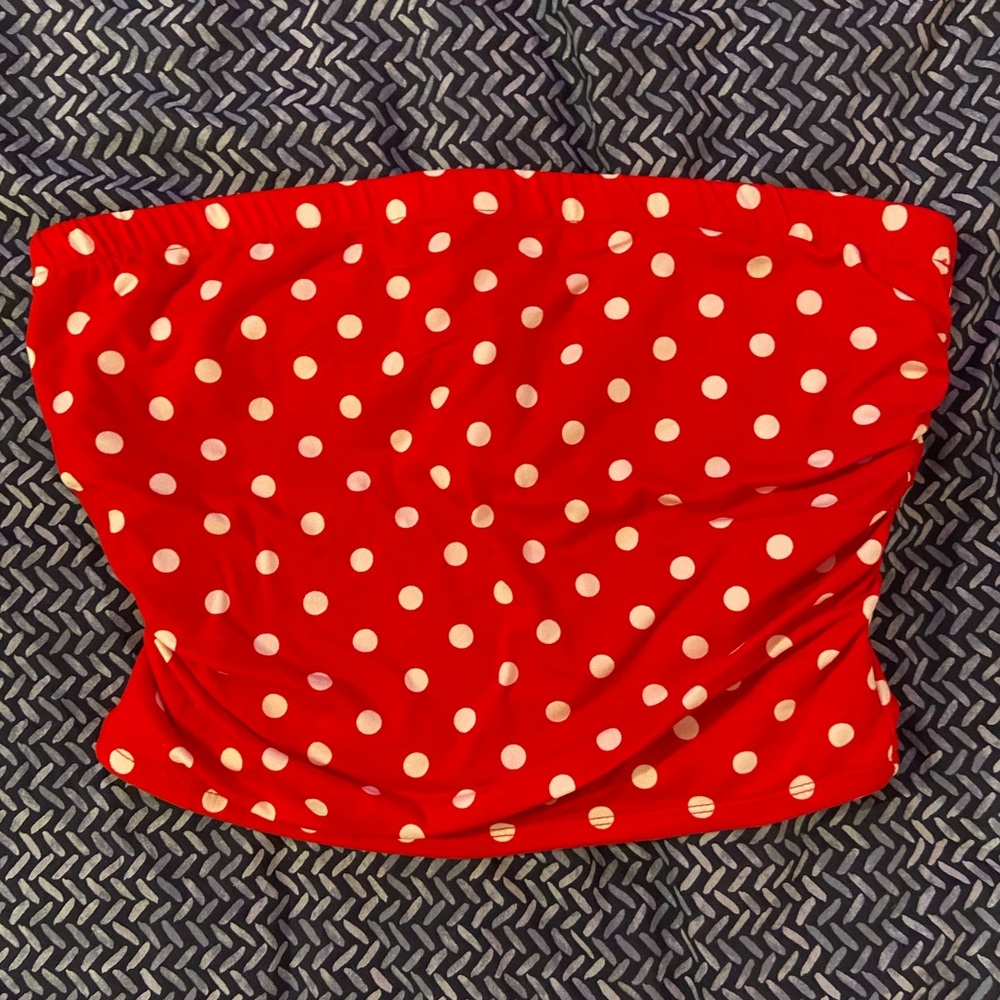 RED POLKA DOT TUBE TOP
